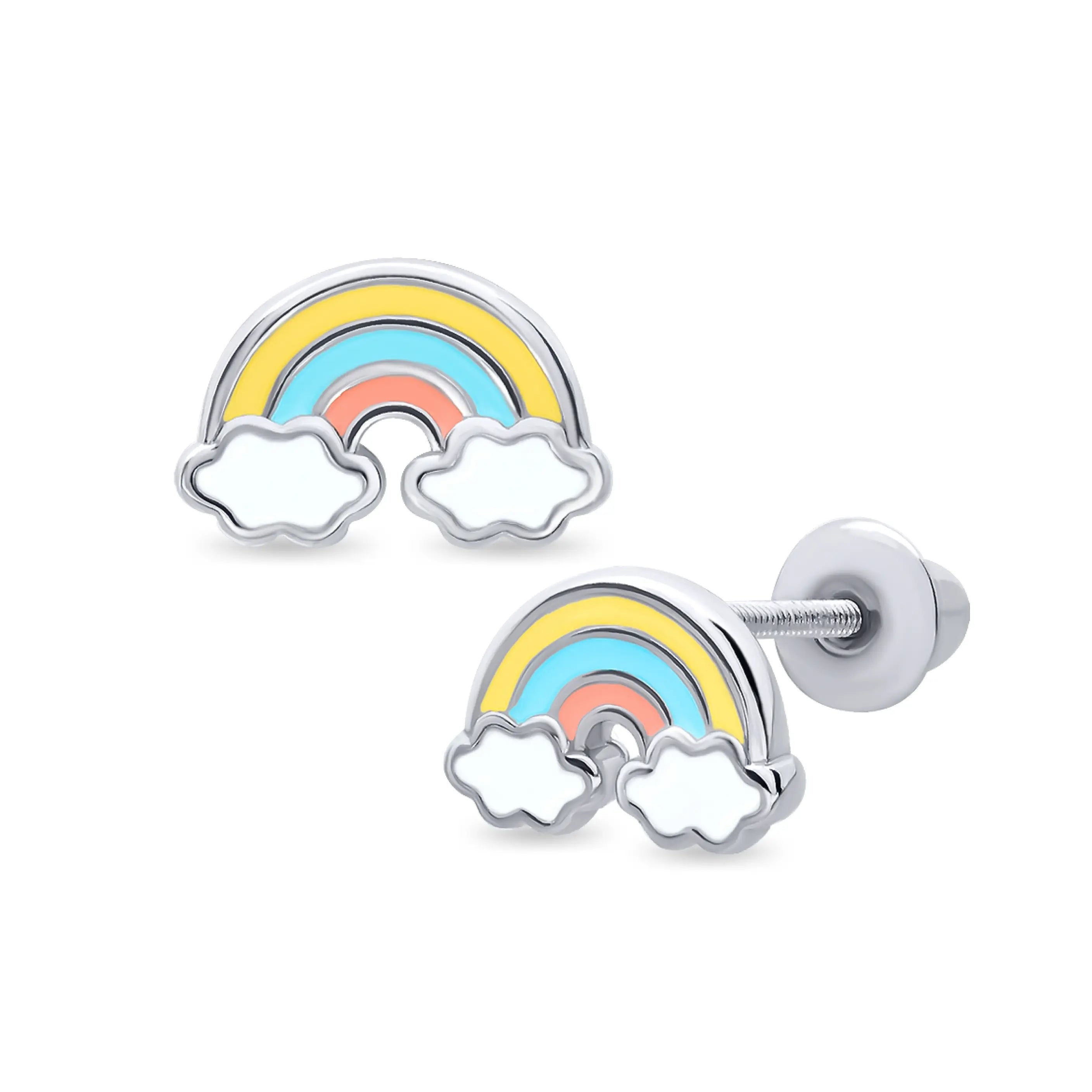 Rainbow & Cloud Stud Earrings for Girls