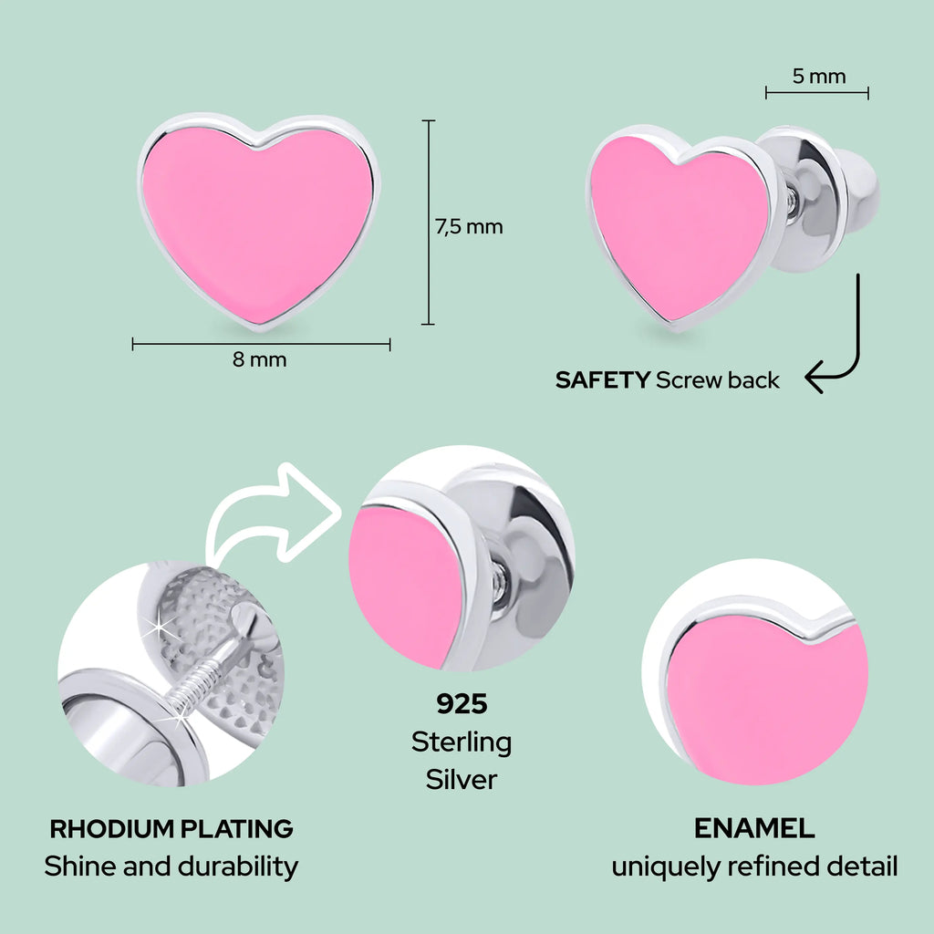 Pink Heart Stud Earrings