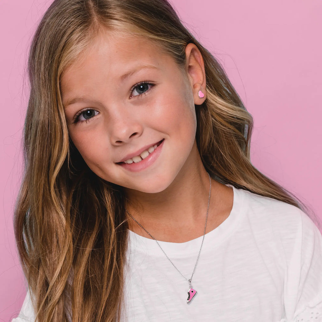 Pink Heart Stud Earrings