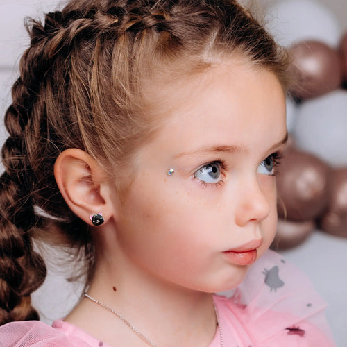 Cat & Paw Black Stud Earrings for Girls