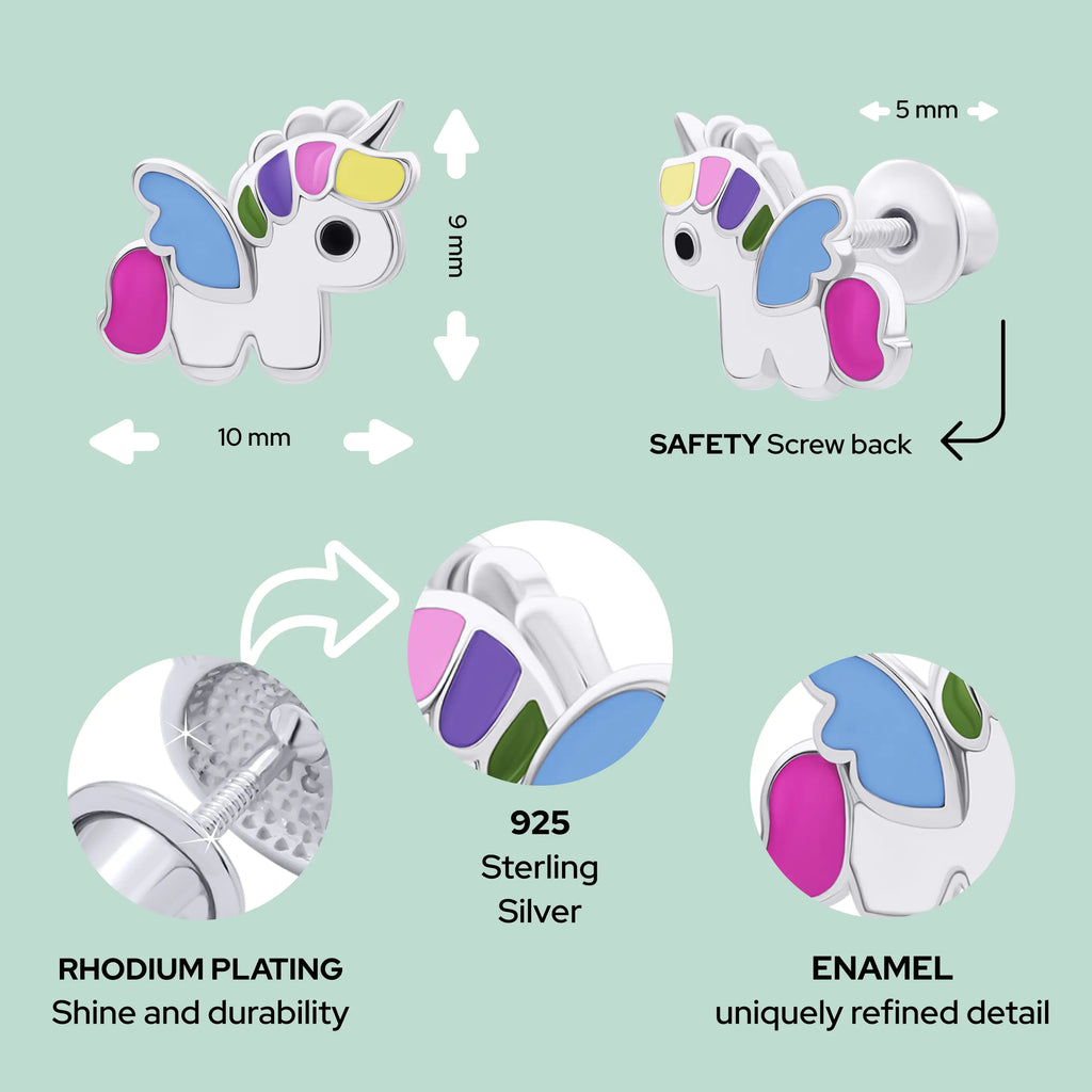 Rainbow Unicorn Girl Earrings