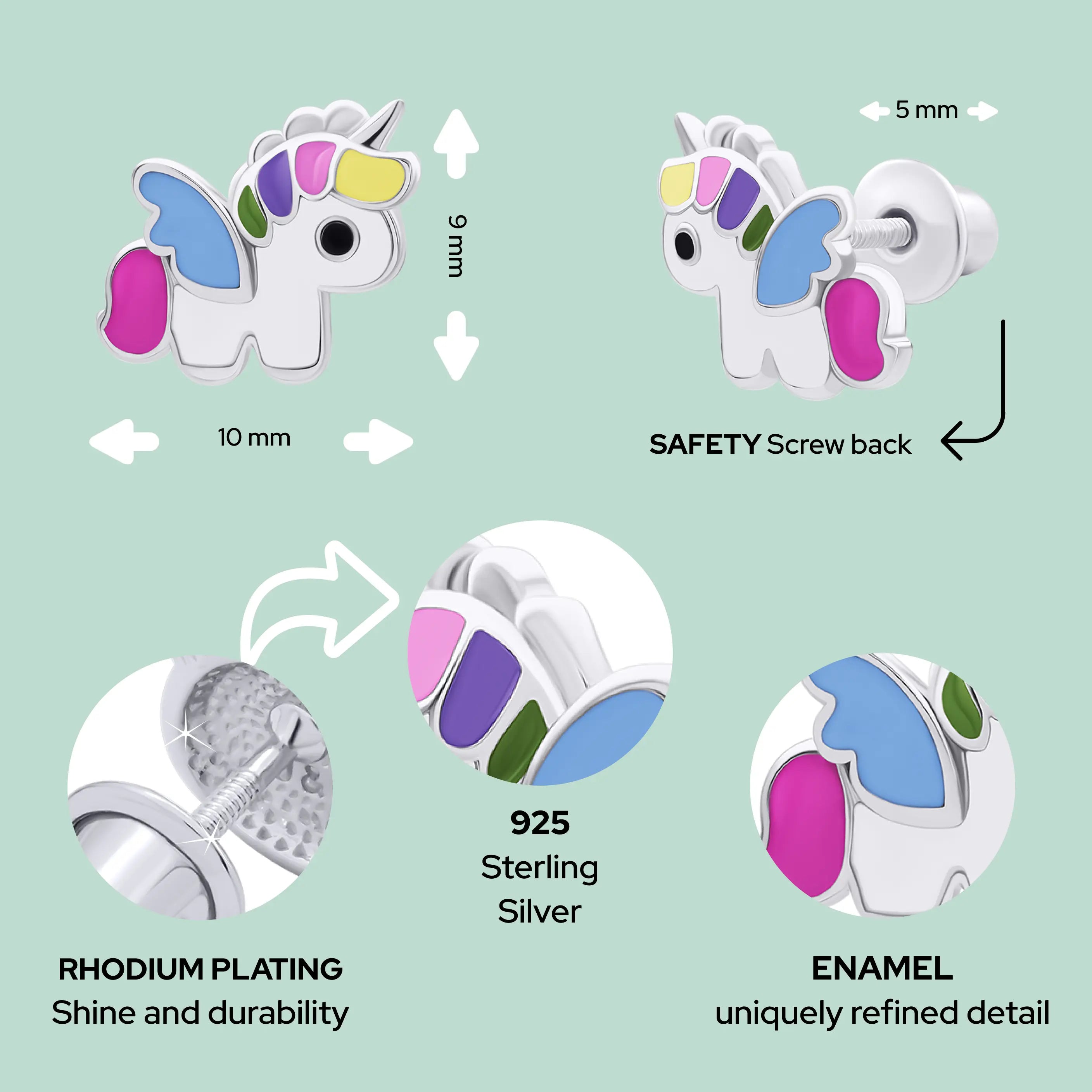 Rainbow Unicorn Girl Earrings