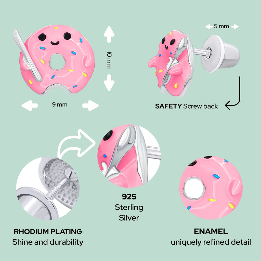 Pink Donut Stud Earrings