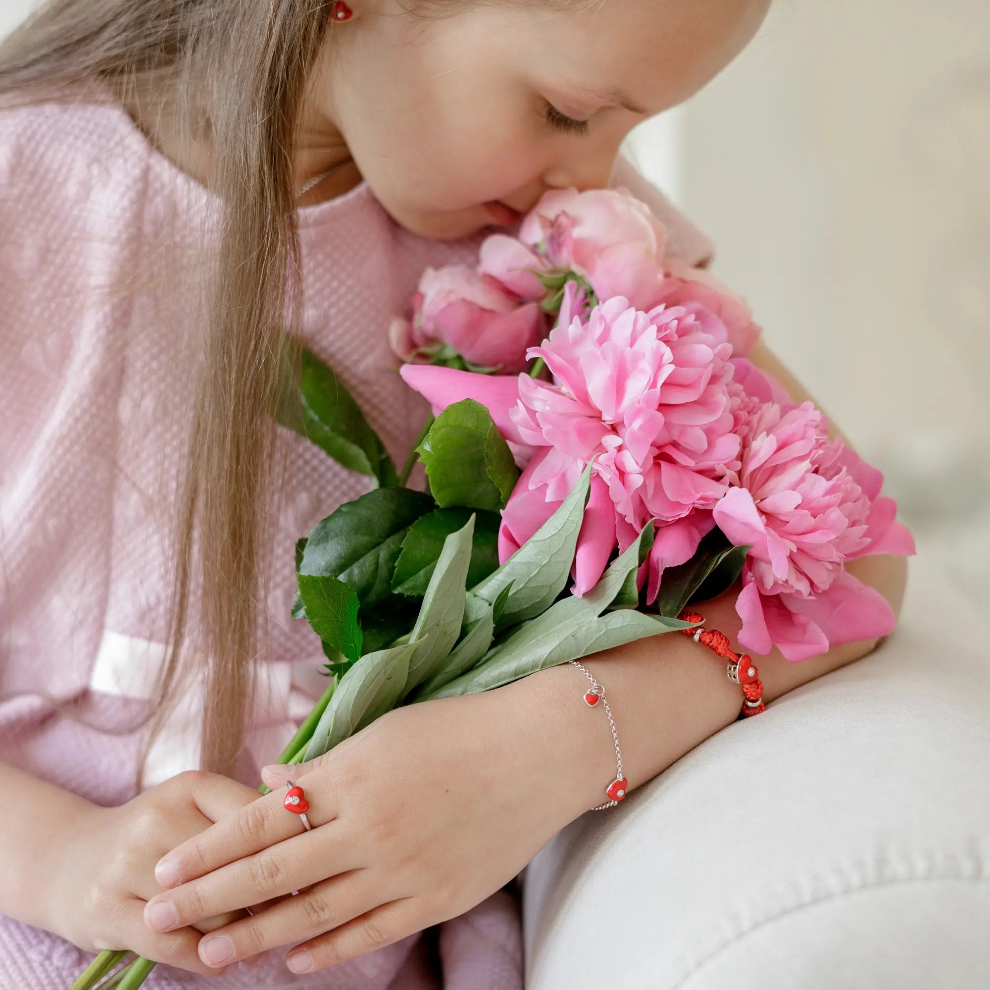 Heart Stone Red Stud Earrings