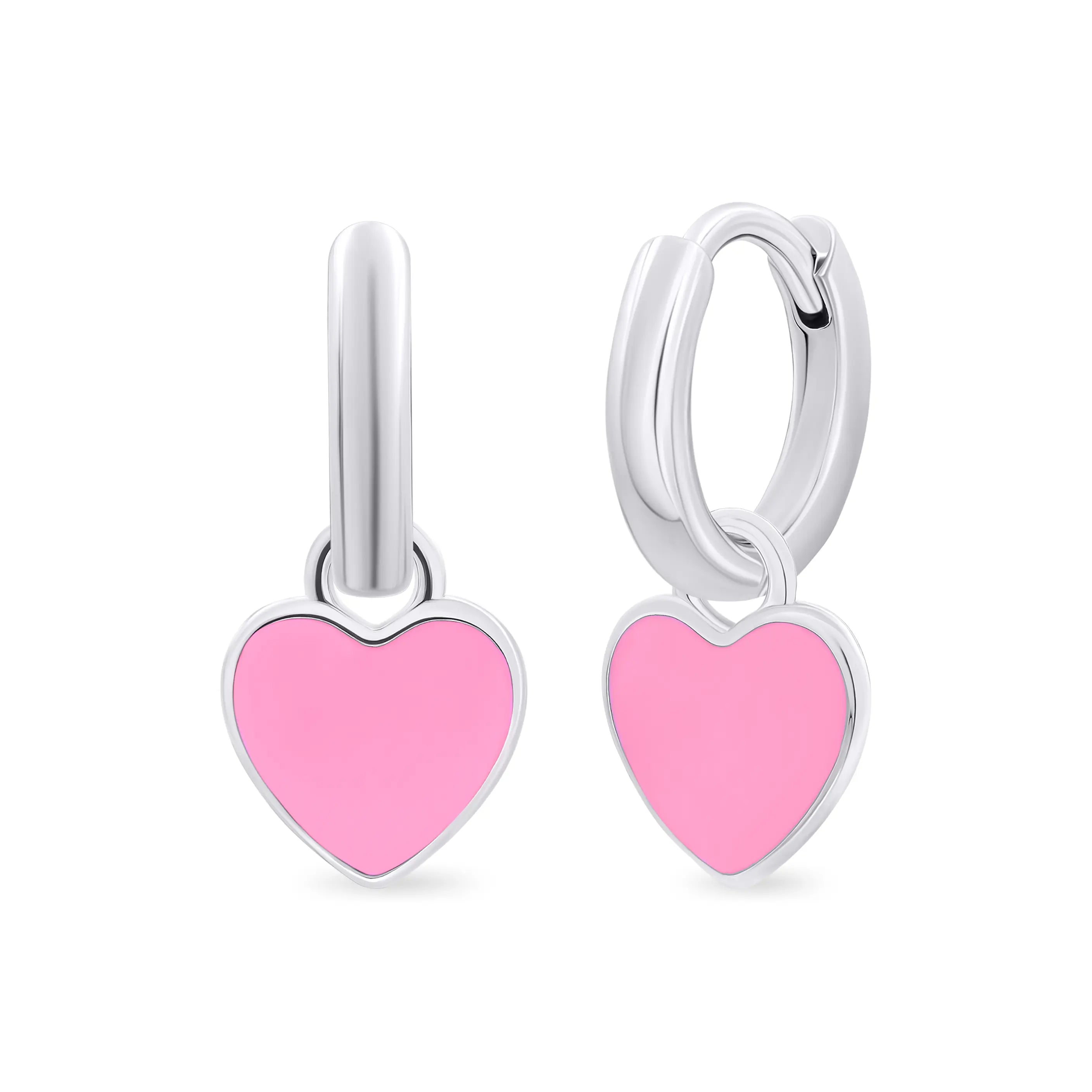 Pink Heart Huggie Earrings