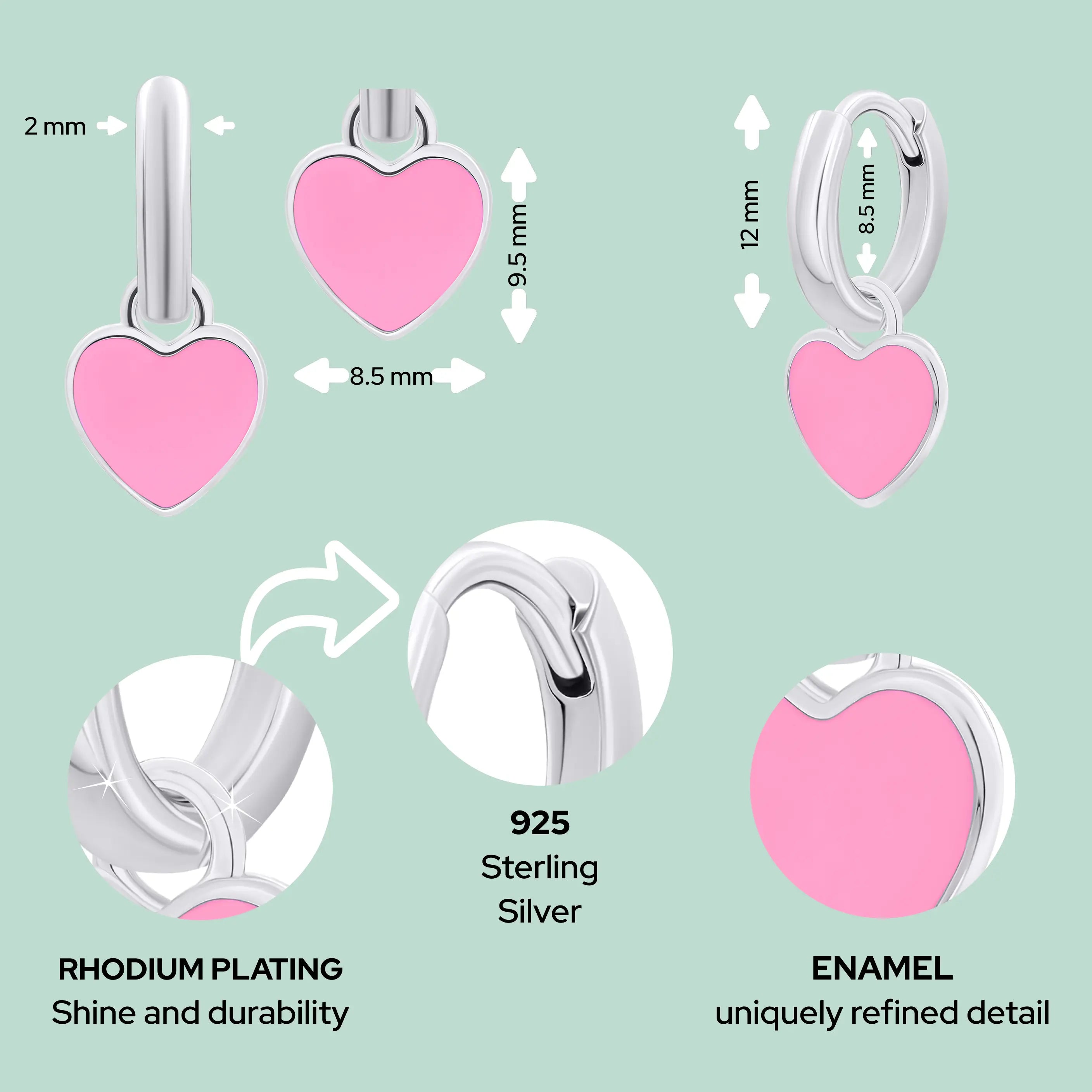 Pink Heart Huggie Earrings