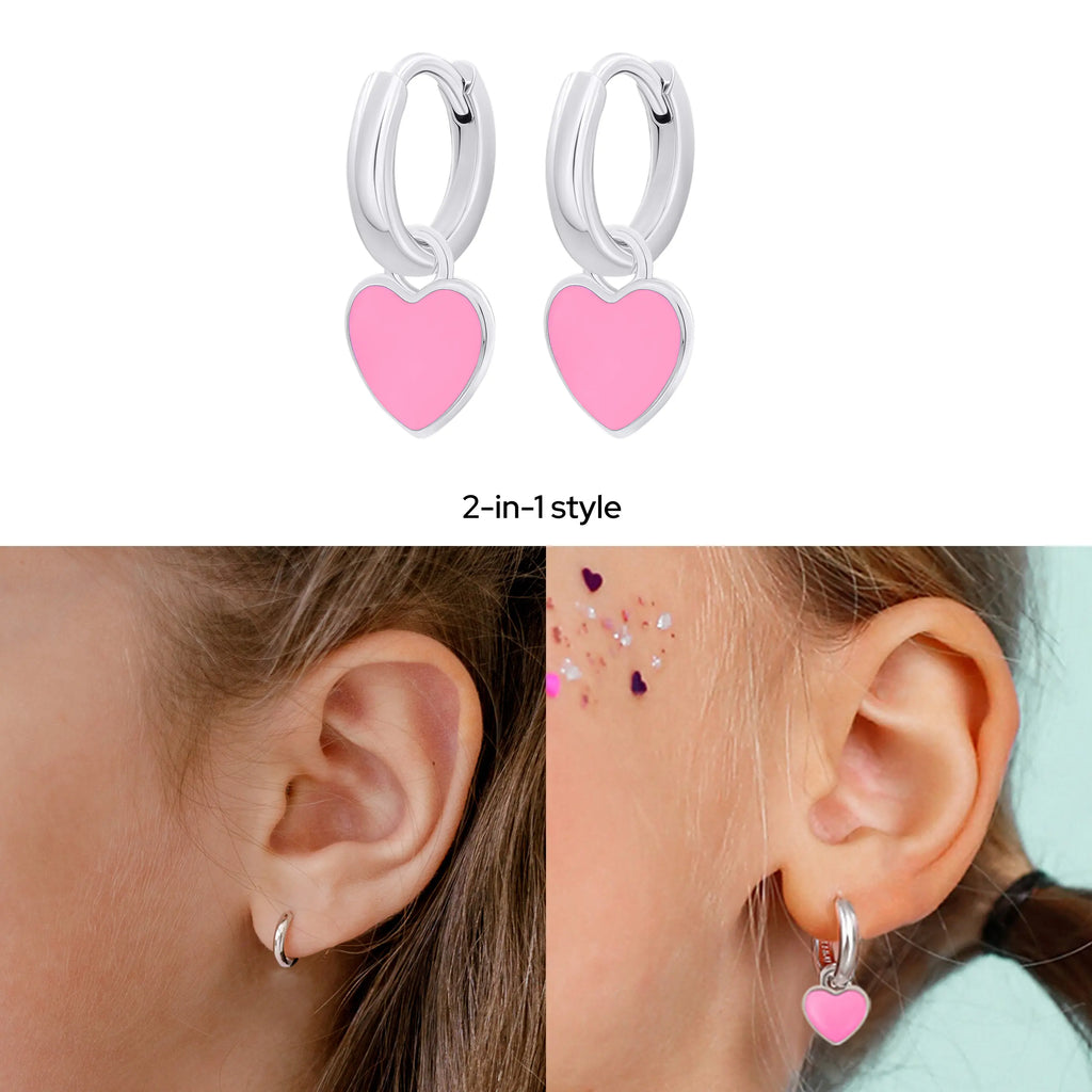 Pink Heart Huggie Earrings