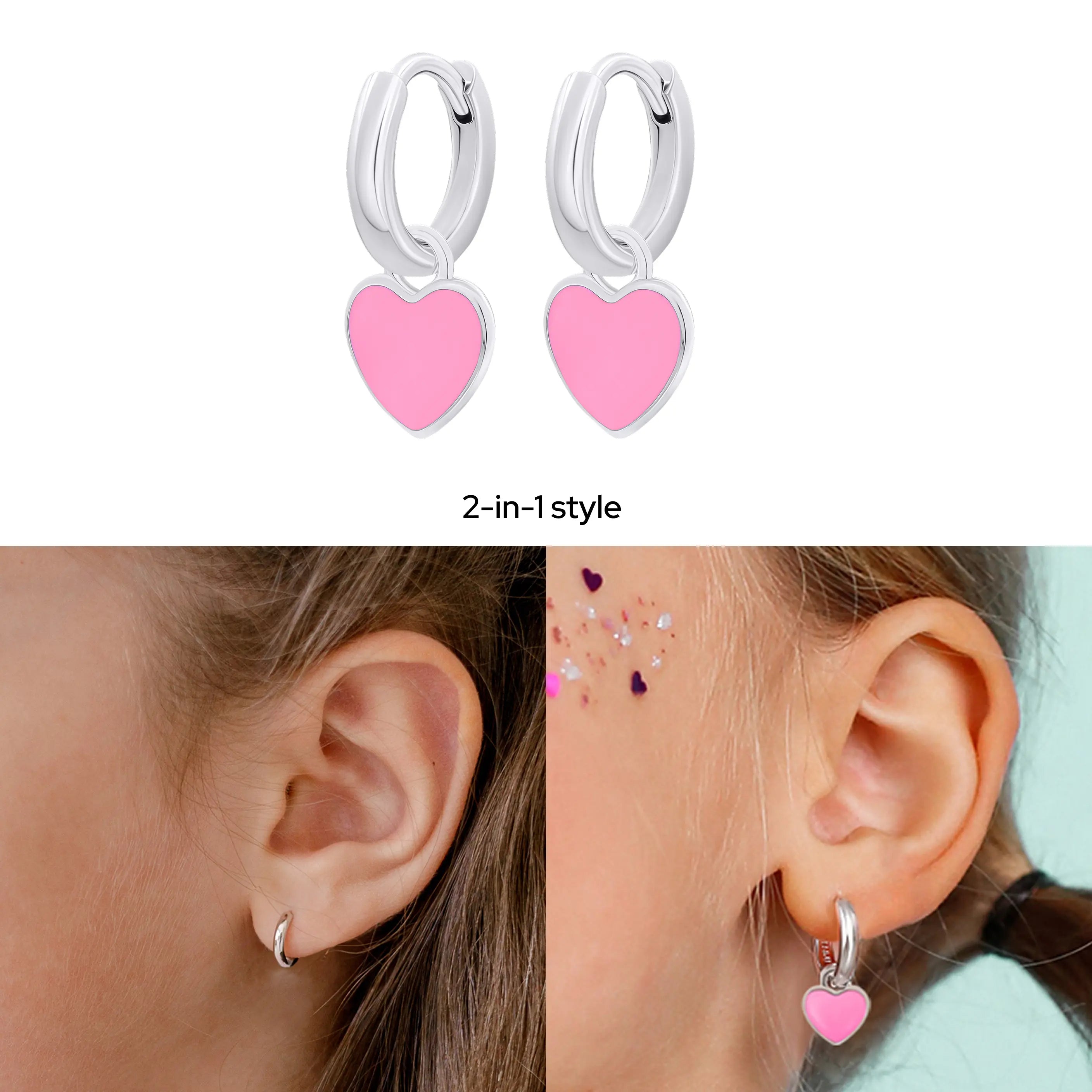 Pink Heart Huggie Earrings