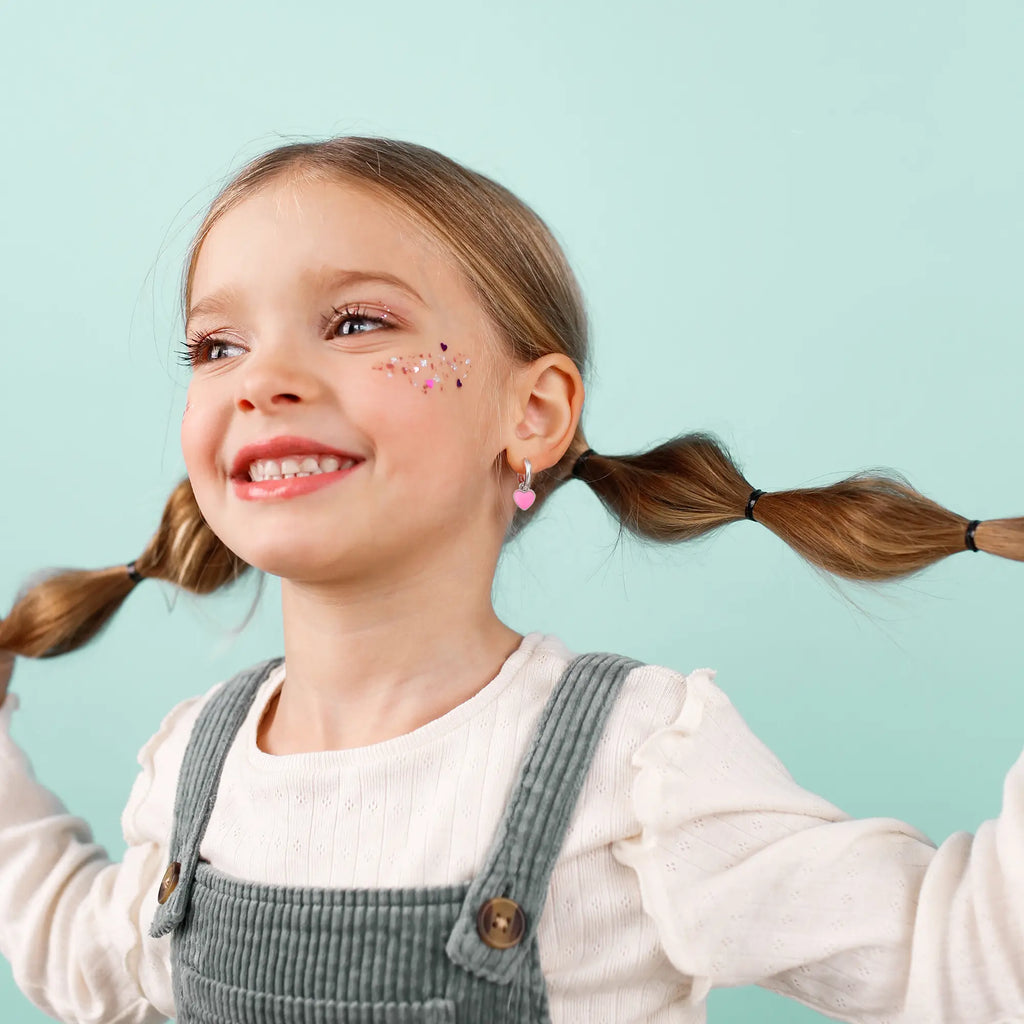Pink Heart Huggie Earrings
