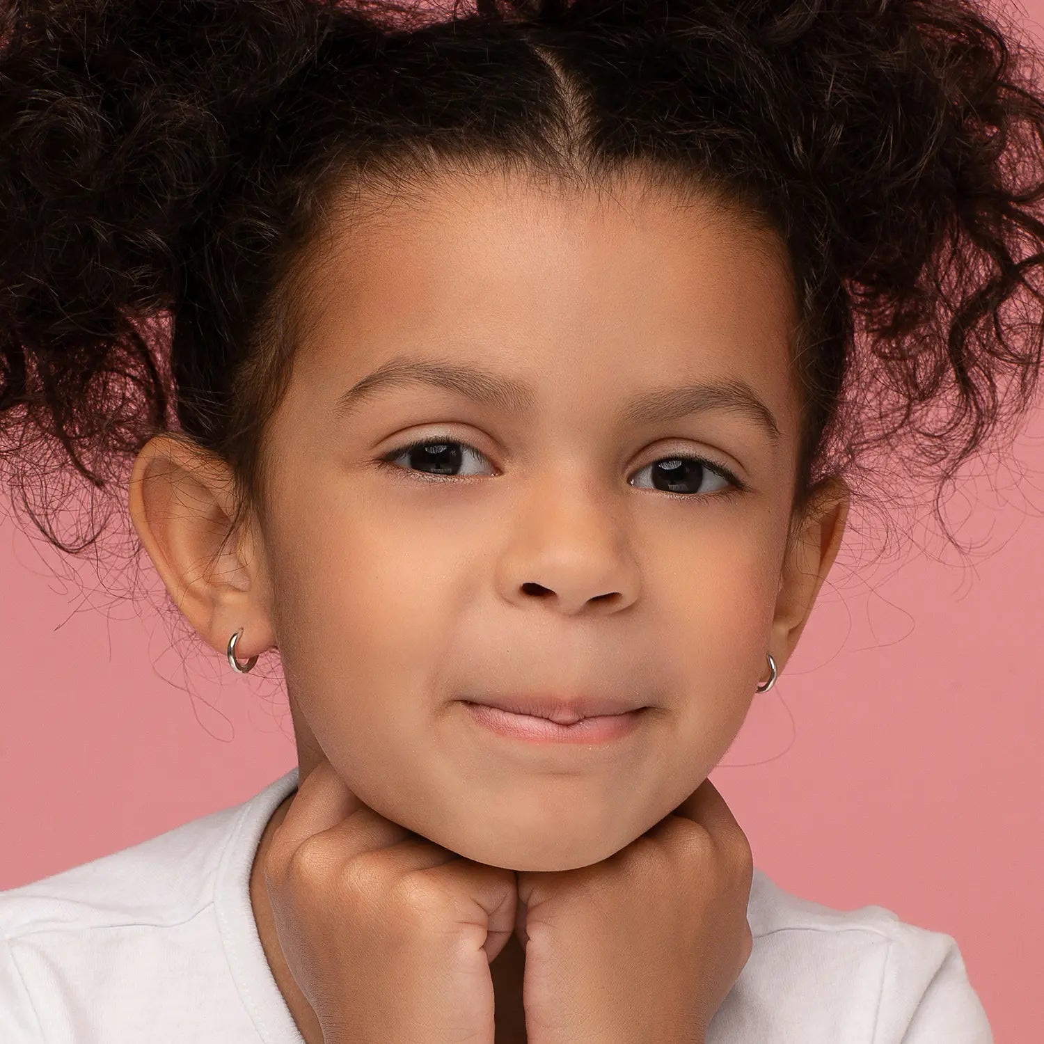 White & Red Heart Huggie Earrings