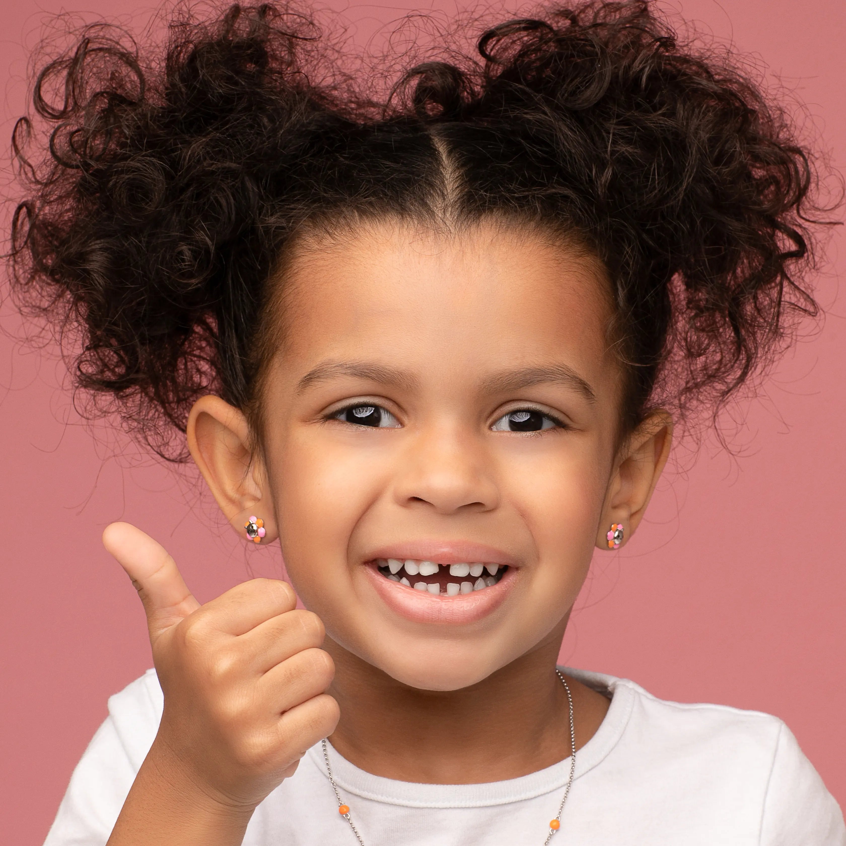 Flower Cat & Sparkle Jacket Earrings for Girls